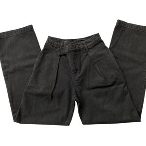 GREY LAB All Wrapped Up Jeans Size 24 Pleat Tuck Crossover Straight Leg Denim